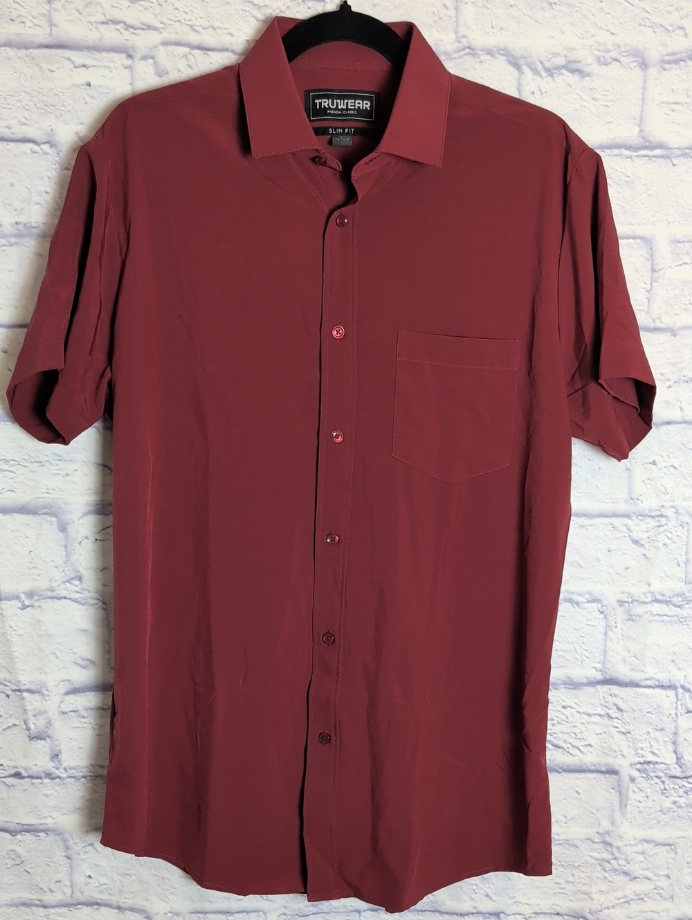 TruWear Slim Fit Phenom Classic Dress Shirt - Burgundy - Size Large 16.5